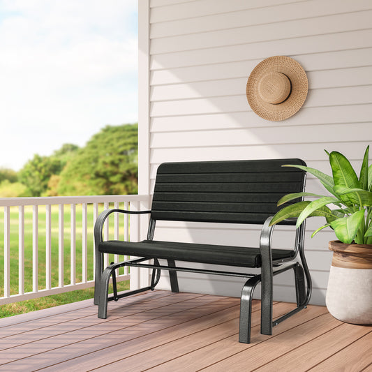 2-Seat Porch Glider with HDPE Back and Steel Frame