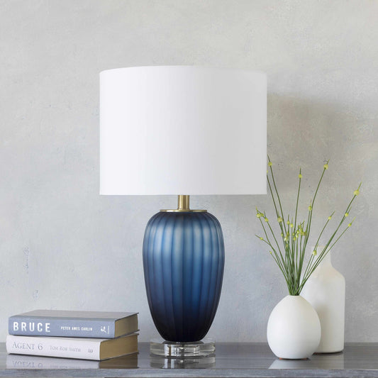 Cedar Glass and Crystal Table Lamp with 3-Way Switch