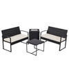 4-Piece Wicker Patio Conversation Set with Cooler Storage