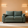 Green Chenille Loveseat with Cupholders and Storage Armrests