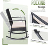 3-Piece Wicker Patio Set, Rocking Chairs & Glass Coffee Table, Beige