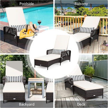 Adjustable Rattan Chaise Lounge Chair