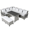 Rattan L-Shaped Patio Sectional — 5-piece outdoor wicker sectional sofa set with cushions