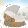 Outdoor Wicker Daybed with Adjustable Backrest, Cushions and Canopy