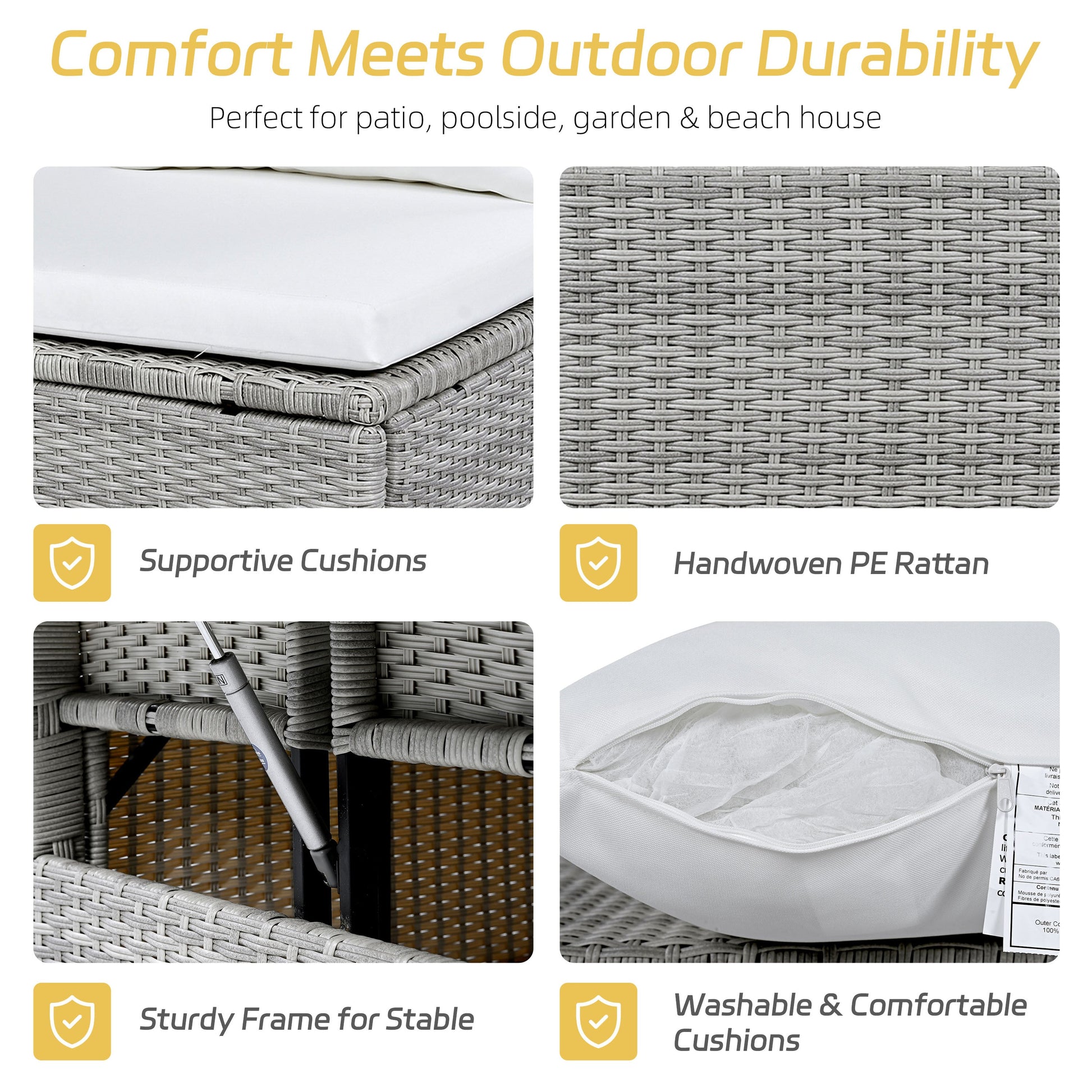 Rattan L-Shaped Patio Sectional — 5-piece outdoor wicker sectional sofa set with cushions