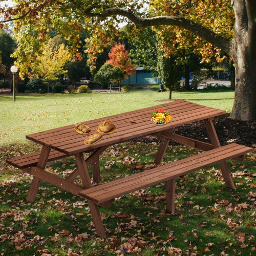 Coastal Solid Wood Picnic Table — Seats 8