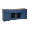 Blue 67" TV Console with Glass Doors & Storage