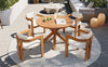 5-Piece Round Acacia Wood Outdoor Dining Set with 4 Armchairs