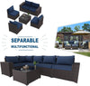 Navy Blue 6-Piece Outdoor Sectional Sofa Set with PE Rattan