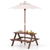 Kids' Fir Wood Picnic Table with Detachable Umbrella