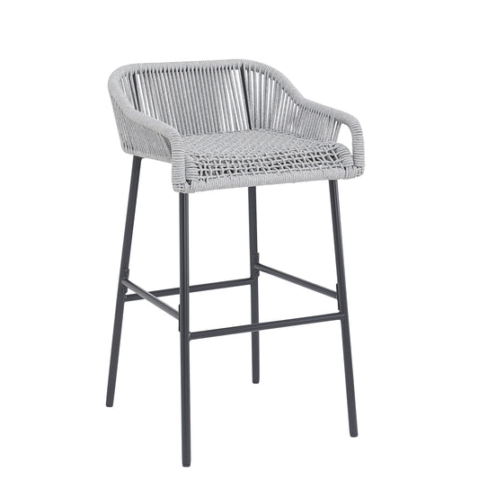 La Push Outdoor Rope Bar Stool — Set of 2, Light Gray