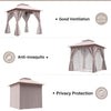 Double-Roof Patio Gazebo with Netting & Privacy Screens