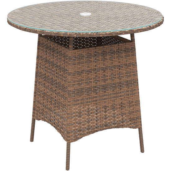 Rattan Outdoor Coffee Table with Umbrella Hole — Brown