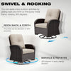 3-Piece Wicker Swivel Rocker Chair Set with Cushions & Side Table