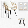 3-Piece Wicker Bistro Set with Cushions, Beige
