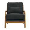 Solid Wood Lounge Chair with Nubby Dark Gray Upholstery