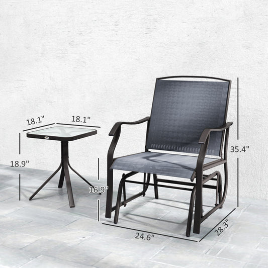 Coastal Glider Chair & Table Set for Patios and Balconies