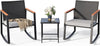 Outdoor Rocking Bistro Set With Cushions And Glass Table