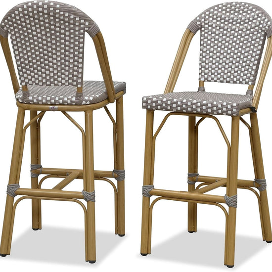 French Style Rattan Bar Stools Set for Outdoor Spaces-0