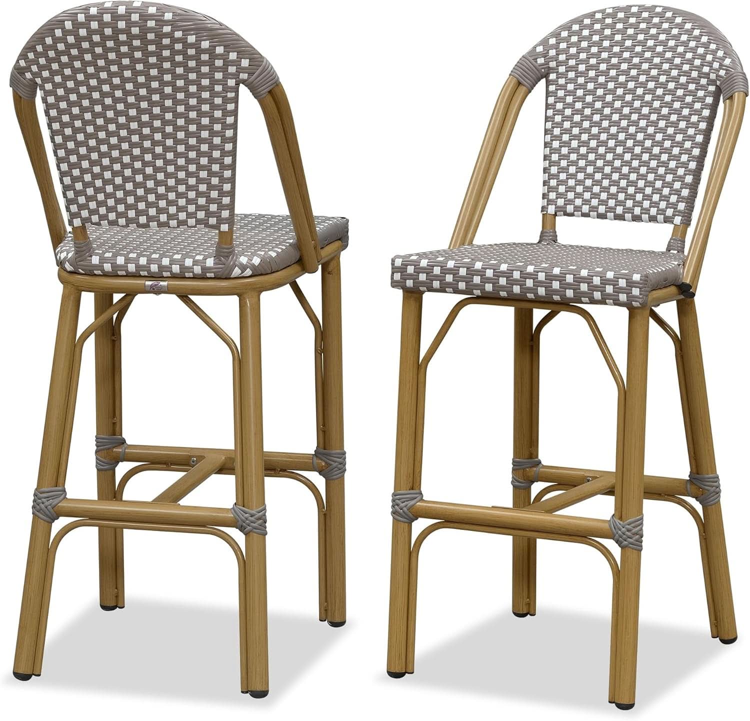 French Style Rattan Bar Stools Set for Outdoor Spaces-0