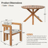 5-Piece Round Acacia Wood Outdoor Dining Set with 4 Armchairs