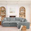 Modern Boucle L-Shaped Sectional Sofa with Two Moveable Ottomans,