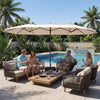 15 ft Beige Patio Umbrella with Weather-Resistant Base Stand