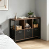 Rustic Storage Console with Shelves & Fabric Drawers
