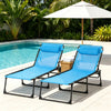 Folding Chaise Lounge Chairs, Set of 2 — Sky Blue
