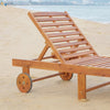 Folding Acacia Chaise Lounge with Wheels