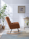 Teddy Fabric Wingback Glider Rocker with Side Storage Pocket, Brown
