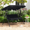Three-Seat Canopy Porch Swing with Cushions, Black Steel