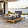 Acacia Wood Chaise Lounge with Water-Resistant Cushion