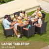 7-Piece Patio Dining Set, Acacia Wood Table & Black Rattan Chairs