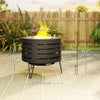 Round Wood-Burning Fire Pit with Poker and Ash Tray