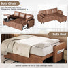 Brown Leather Sleeper Sofa with Storage Chaise