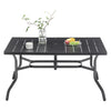 Powder-Coated Steel Outdoor Dining Table — Seats 6, Umbrella Hole, Black