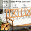 2-Person Acacia Wood Outdoor Loveseat Bench with Removable Cushion