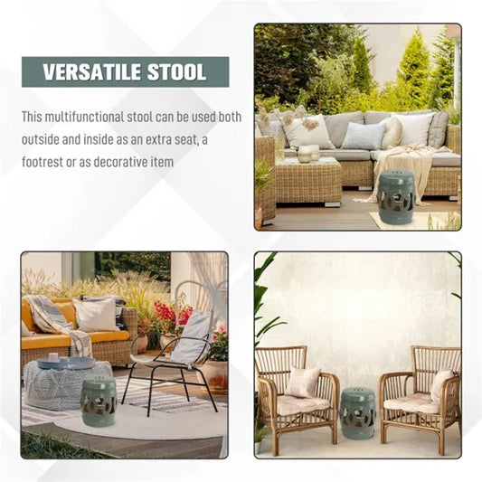 Green Ceramic Garden Stool