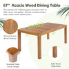 Acacia Outdoor Dining Set — 5-piece with 67-inch acacia wood table and four cushioned rattan chairs