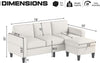 78-Inch Beige Linen Sectional Sofa with Storage