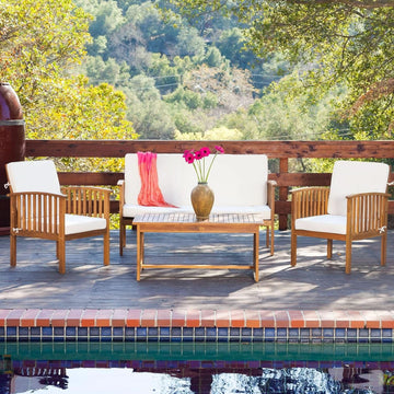 4-Piece Acacia Wood Patio Conversation Set