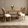 French Country Dining Chairs, Fluted Wood & Rattan Back, Set of 2