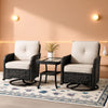3-Piece Black Wicker Patio Set, Swivel Rocker Chairs & Side Table