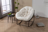 Hand-Woven Rattan Rocking Chair with Cushion, White