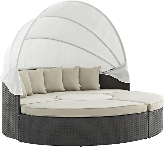 Outdoor Patio Sectional Daybed with Sunbrella Canopy