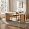 Scalloped Oak Veneer Dining Table with Ribbed Legs, 68.75"