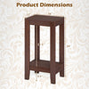 Tall Wooden Sofa End Table with Storage Shelf