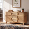 60" Natural Fluted Sideboard with 4 Sliding Doors
