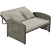 Wicker Double Chaise Lounge — two-person reclining wicker loungers with cushions and middle table